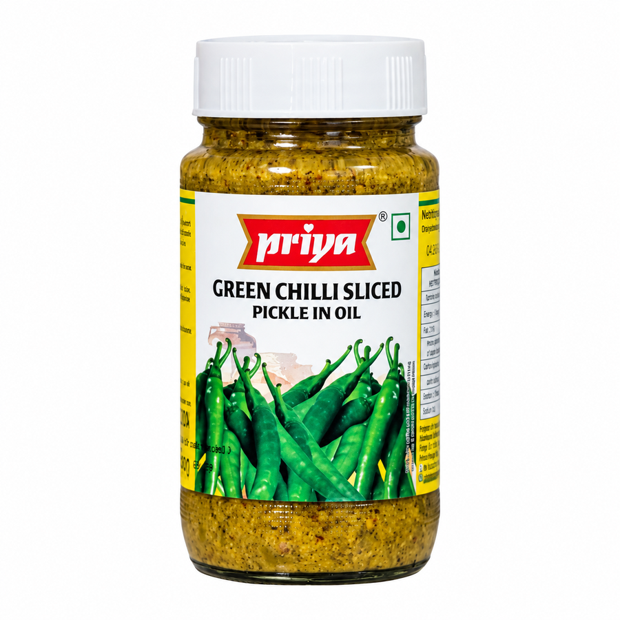 Priya Green Chilli Sliced 300g – Spicy Green Chilli Pickle