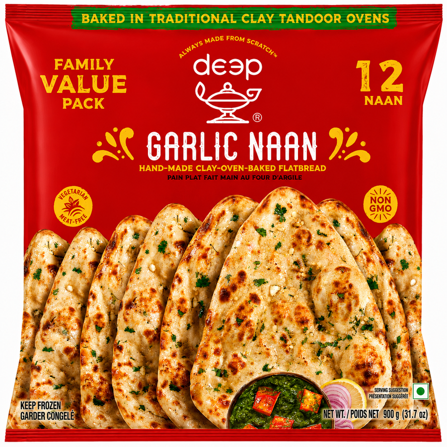 Deep Garlic Naan Family Pack 900gms