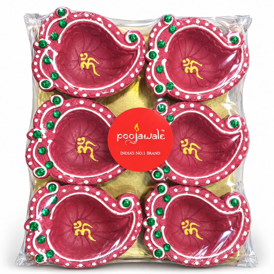 Fancy Aam Diya Red Colour(6 pcs)