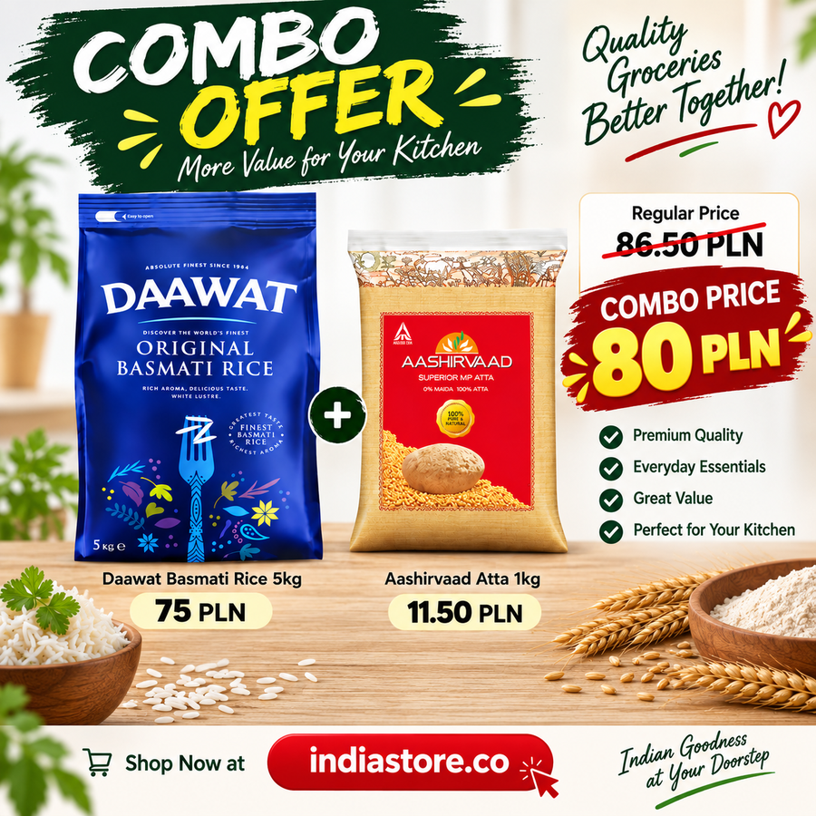 Daawat Basmati Rice 5kg + Aashirvaad Atta 1kg Combo
