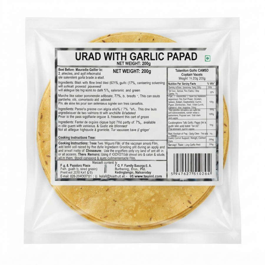 Lijjat Urad With Garlic Papad 200g