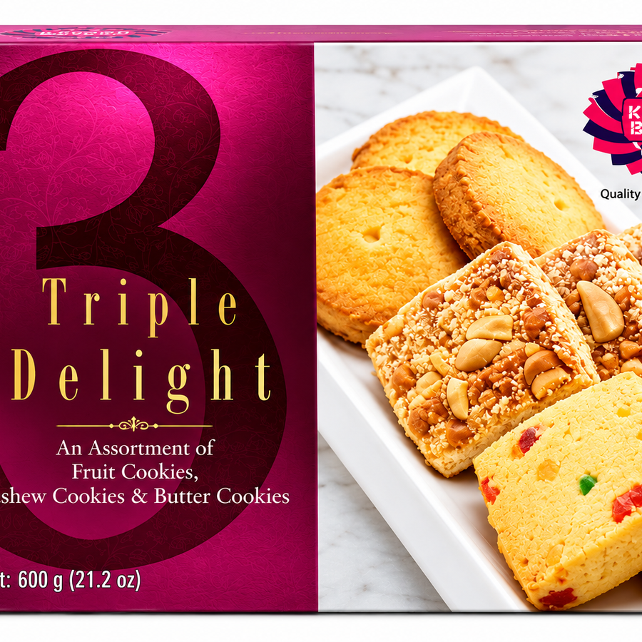 Karachi Bakery Vegan (Blue) Osmania Fruit & Cashew Triple Delight Biscuits 600g