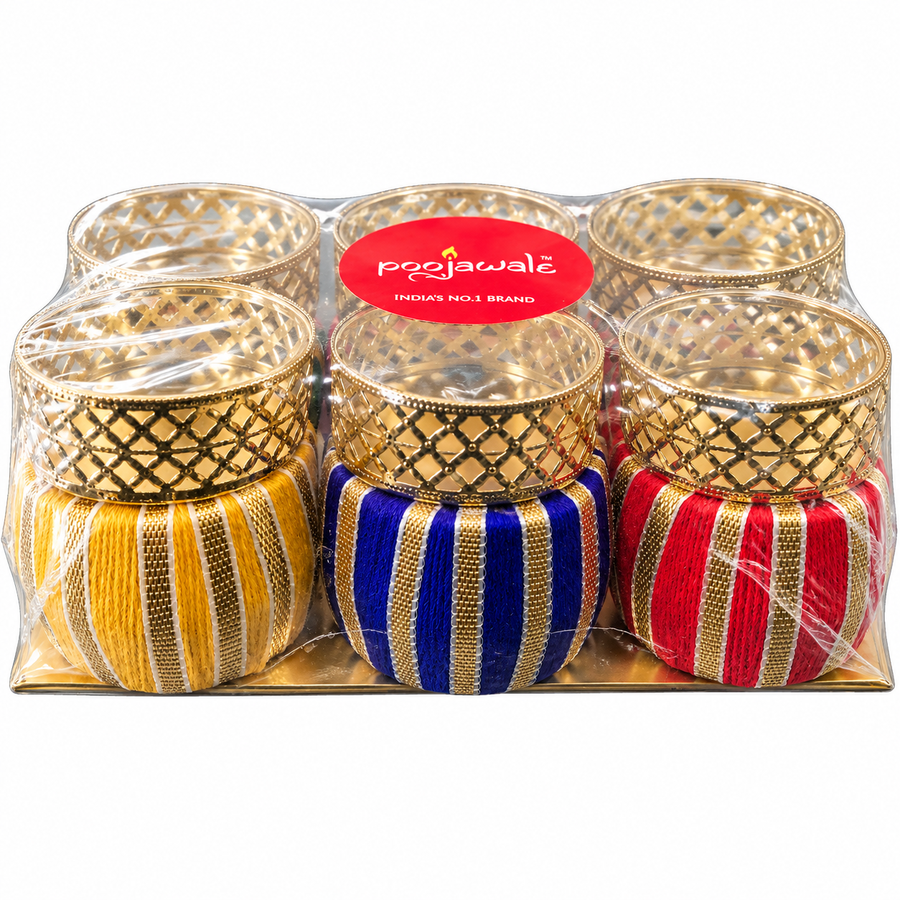Fancy Rangoli Tealight Diya Drum (6 Pcs)